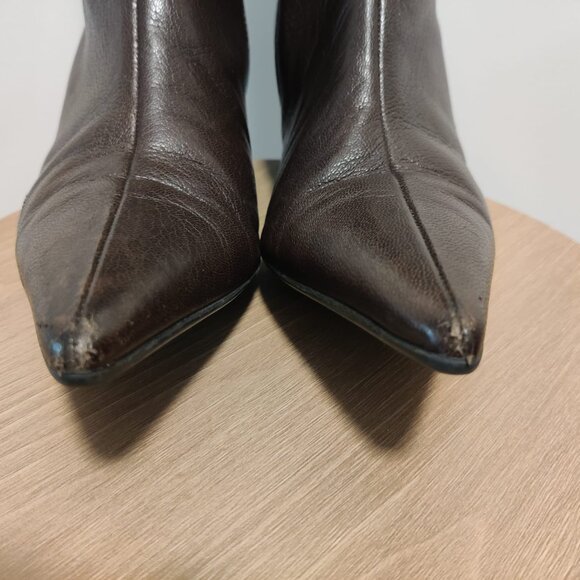 Gucci Dark Brown Leather Heeled Boot 163369 - Picture 2 of 5